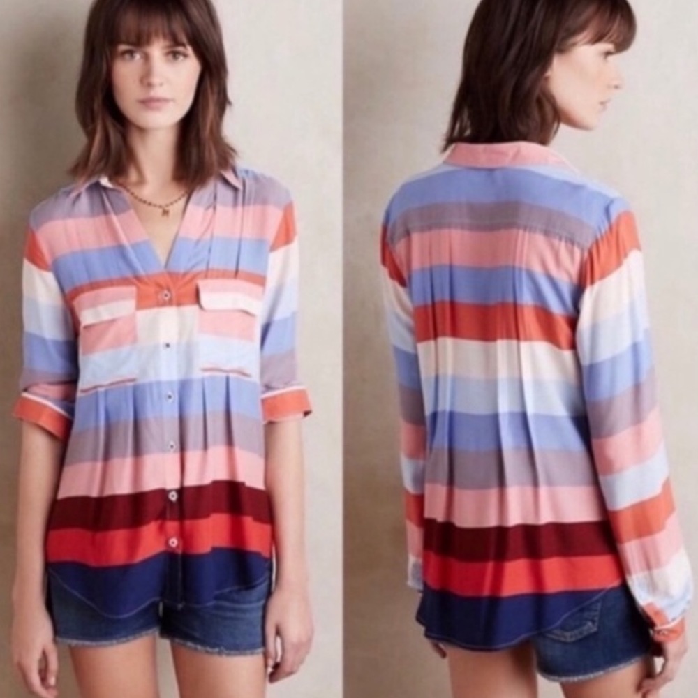 Maeve Long Sleeve Striped Button down